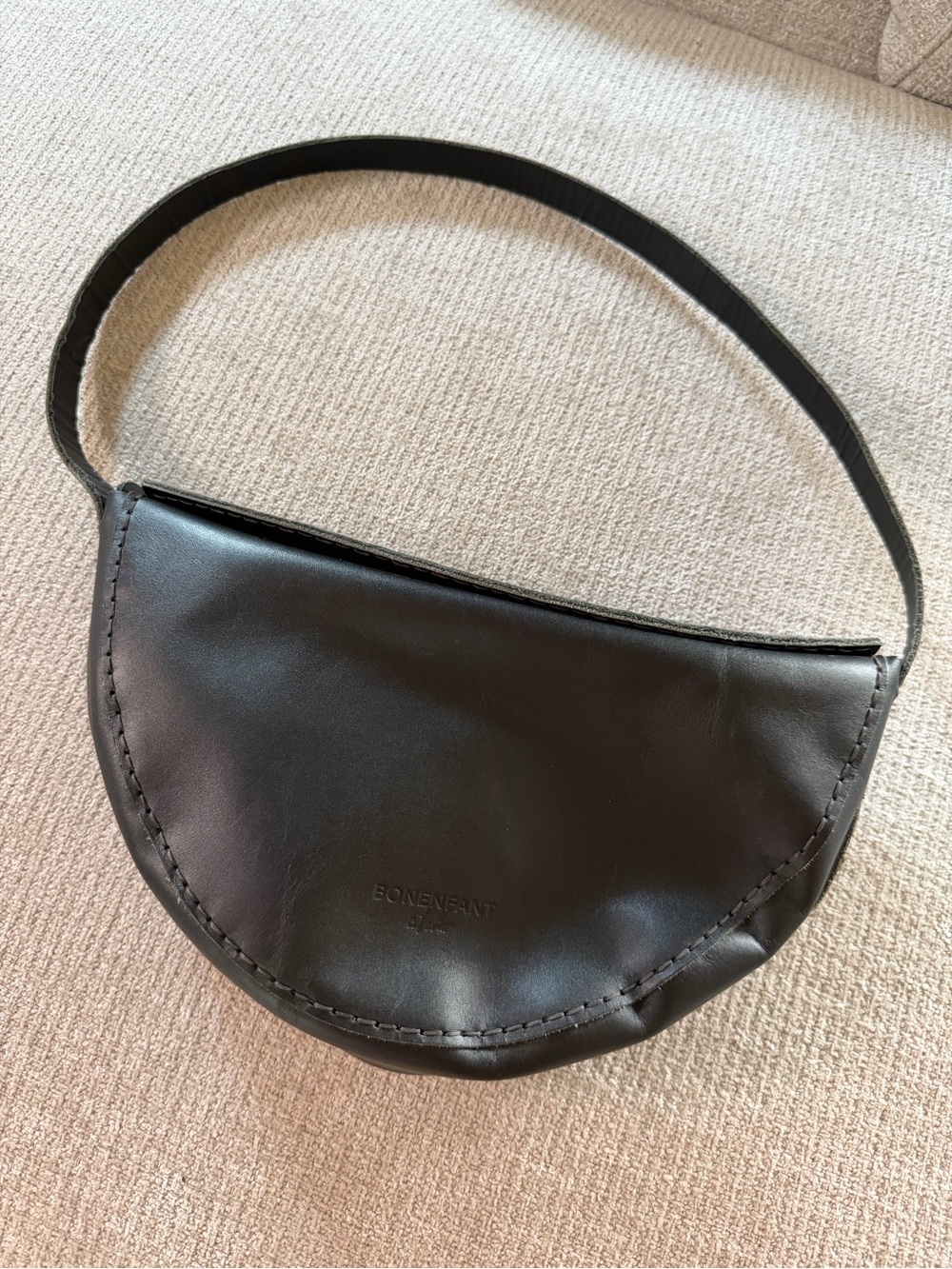 Bonenfant Atelier Black Half-Moon Leather Shoulder Bag